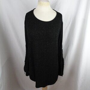 Juicy Couture Women Sparkly Black Long Sleeves Top Size XXL